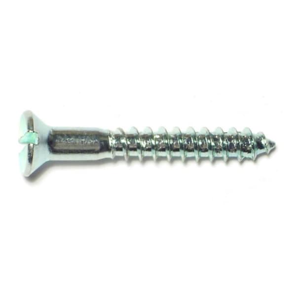 Midwest Fastener Wood Screw, #8, 1-1/4 in, Zinc Plated Steel Flat Head Slotted Drive, 56 PK 61665 - main